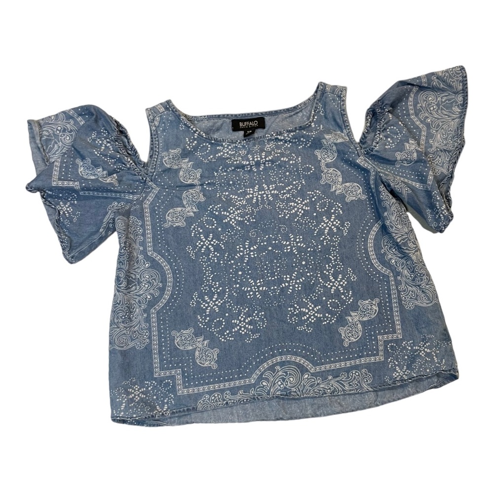 Buffalo David Bitton Blue Bandana Top Sz S